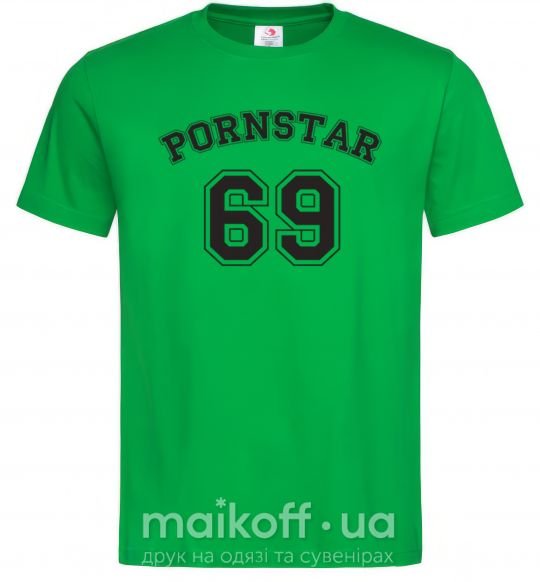 Мужская футболка Надпись PORNSTAR 69 Зеленый фото