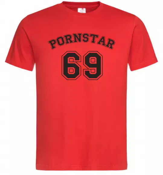 Мужская футболка Надпись PORNSTAR 69 Красный фото