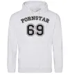 Мужская толстовка (худи) Надпись PORNSTAR 69 Серый меланж фото