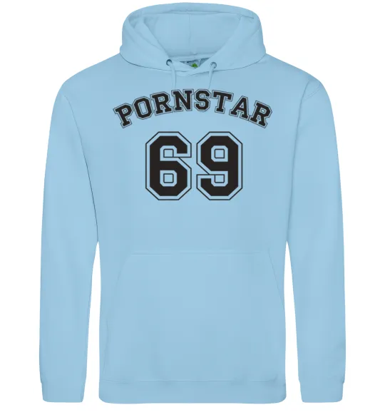 Чоловіча толстовка (худі) Надпись PORNSTAR 69 Блакитний фото