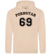 Женская толстовка (худи) Надпись PORNSTAR 69 Песочный фото
