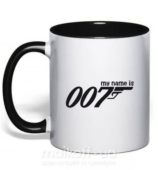Чашка з кольоровою ручкою MY NAME IS 007 Чорний фото