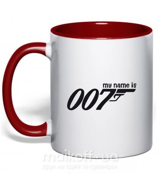 Чашка з кольоровою ручкою MY NAME IS 007 Червоний фото