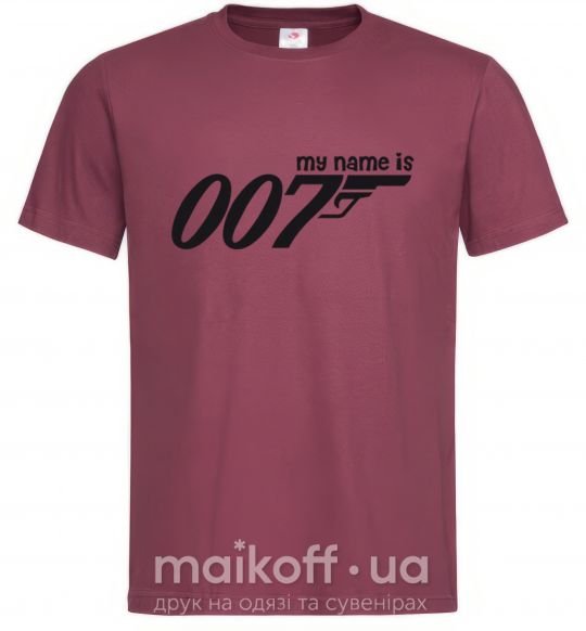 Мужская футболка MY NAME IS 007 Бордовый фото