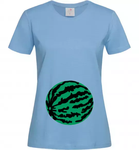 Жіноча футболка Проковтнула кавун Блакитний фото