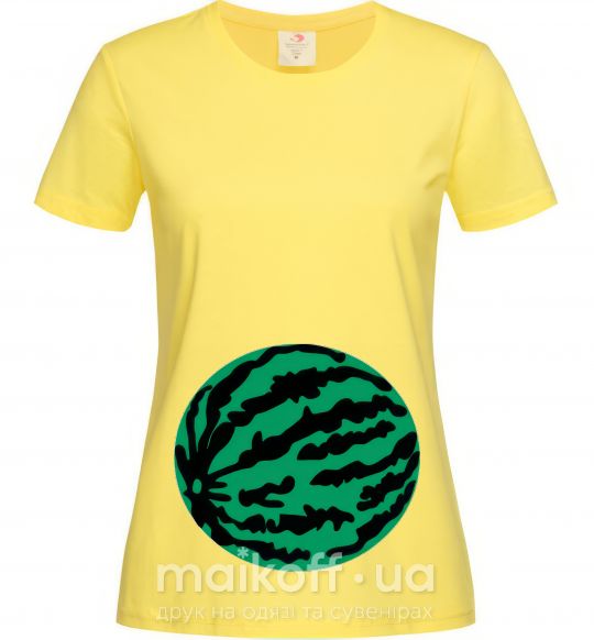 Жіноча футболка ПРОГЛОТИЛА АРБУЗ Лимонний фото