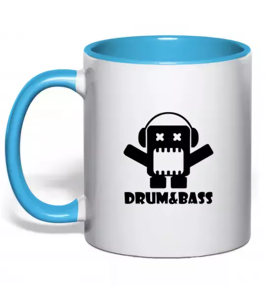 Чашка с цветной ручкой DRUM&BASS Голубой фото
