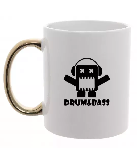 Чашка с цветной ручкой DRUM&BASS Золото фото