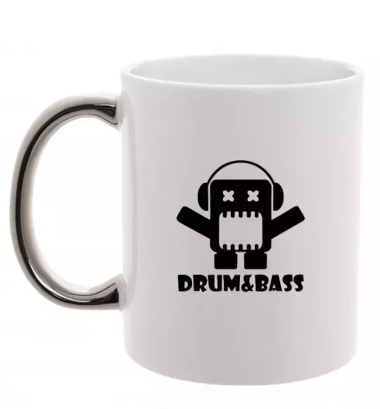 Чашка с цветной ручкой DRUM&BASS Серебро фото