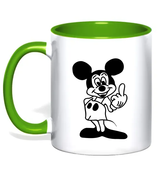 Чашка з кольоровою ручкою Міккі Маус №2 Лаймовий фото
