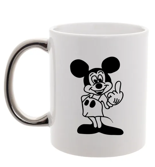 Чашка с цветной ручкой Міккі Маус №2 Серебро фото