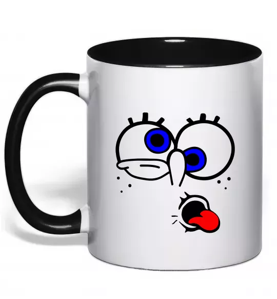 Чашка с цветной ручкой ГУБКА БОБ Черный фото