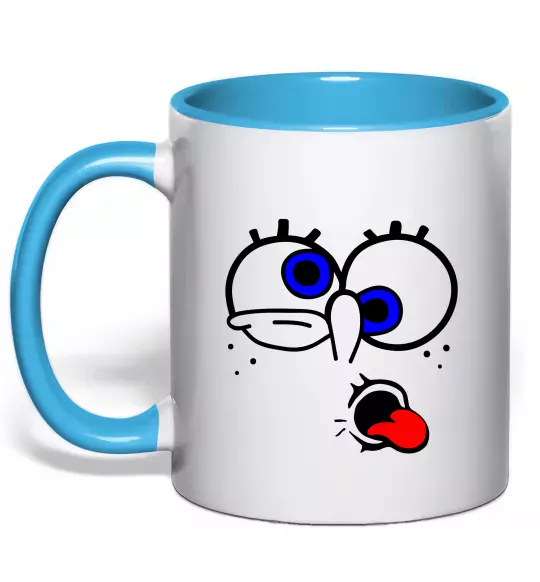 Чашка с цветной ручкой ГУБКА БОБ Голубой фото