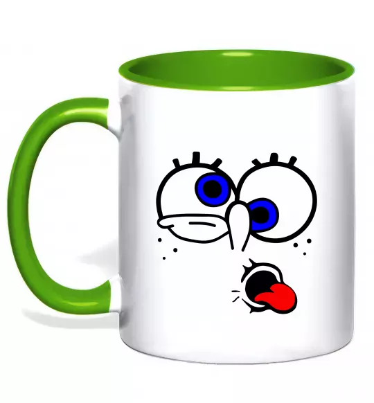 Чашка с цветной ручкой ГУБКА БОБ Зеленый фото