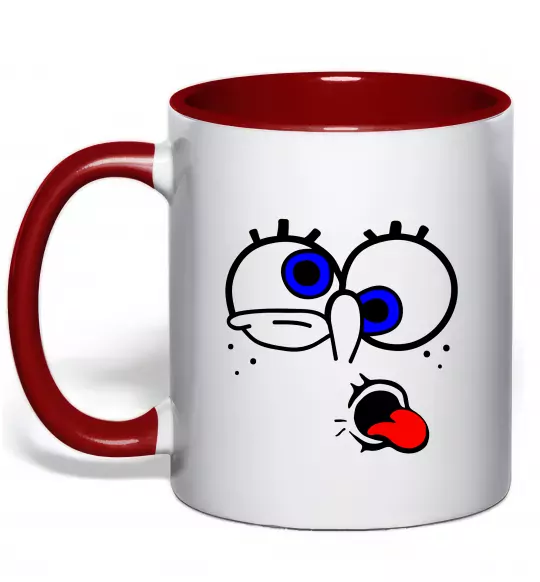 Чашка с цветной ручкой ГУБКА БОБ Красный фото