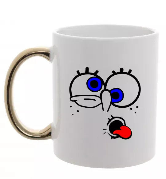 Чашка с цветной ручкой ГУБКА БОБ Золото фото