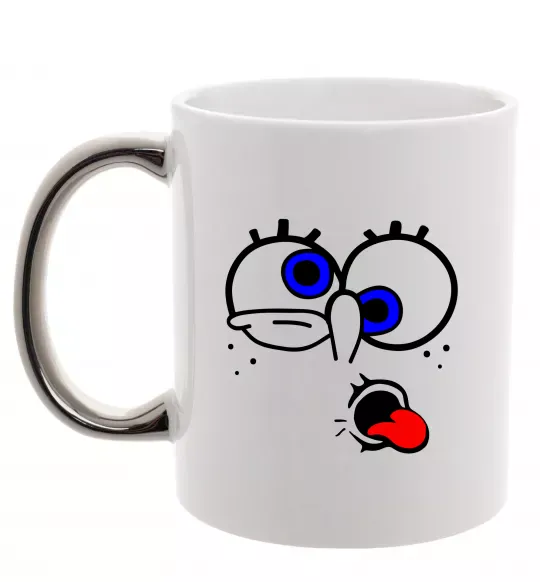 Чашка с цветной ручкой ГУБКА БОБ Серебро фото