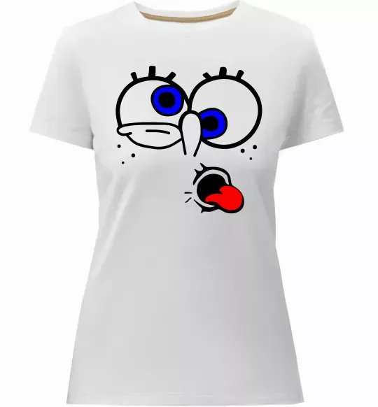 Жіноча преміум футболка ГУБКА БОБ Білий фото