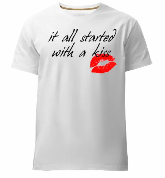Чоловіча преміум футболка IT ALL STARTED WITH A KISS Білий фото