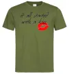 Мужская футболка IT ALL STARTED WITH A KISS Оливковый Мужская футболка IT ALL STARTED WITH A KISS Оливковый фото
