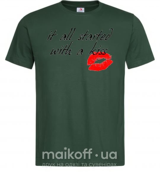 Мужская футболка IT ALL STARTED WITH A KISS Темно-зеленый фото
