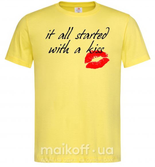 Чоловіча футболка IT ALL STARTED WITH A KISS Лимонний фото