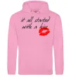 Чоловіча толстовка (худі) IT ALL STARTED WITH A KISS Рожевий фото