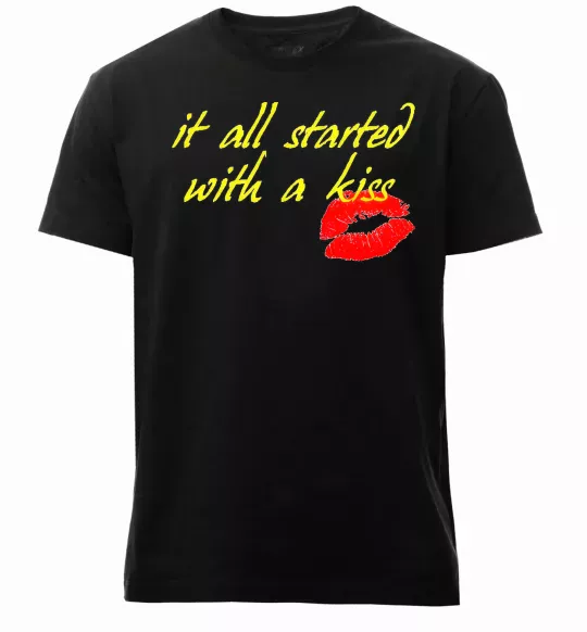 Чоловіча преміум футболка IT ALL STARTED WITH A KISS Чорний фото