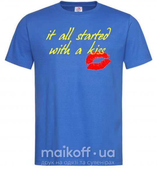 Мужская футболка IT ALL STARTED WITH A KISS Ярко-синий фото