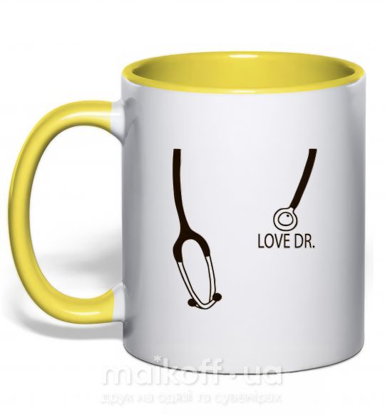 Чашка с цветной ручкой LOVE DR. Солнечно желтый фото