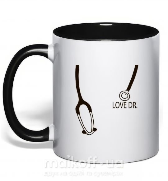 Чашка з кольоровою ручкою LOVE DR. Чорний фото
