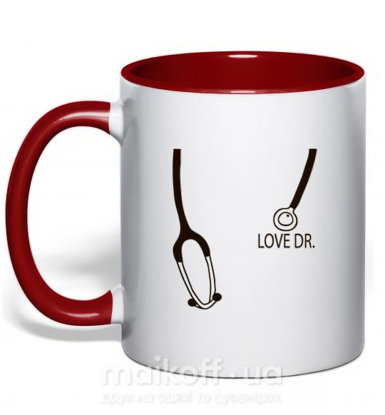 Чашка с цветной ручкой LOVE DR. Красный фото