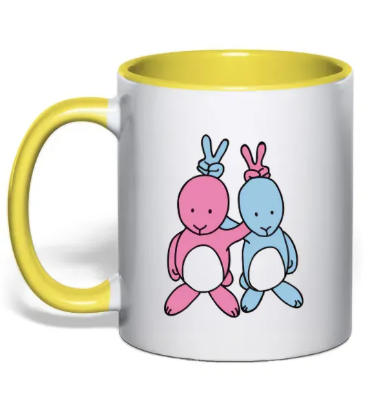 Чашка с цветной ручкой PASTEL RABBITS Солнечно желтый фото