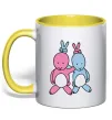 Чашка с цветной ручкой PASTEL RABBITS Лимонный фото