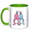Чашка с цветной ручкой PASTEL RABBITS Лаймовый фото