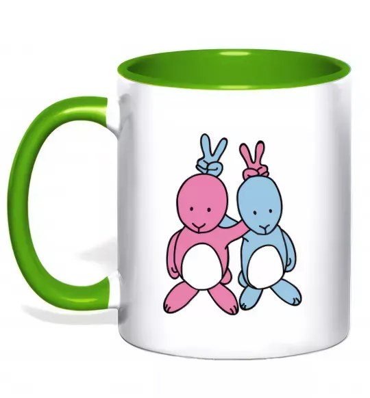 Чашка с цветной ручкой PASTEL RABBITS Зеленый фото