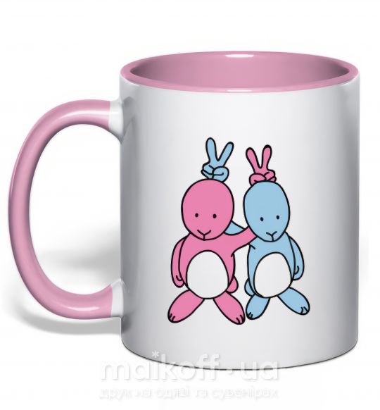Чашка с цветной ручкой PASTEL RABBITS Нежно розовый фото