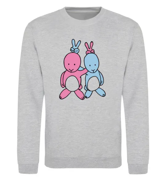 Свитшот PASTEL RABBITS Серый меланж фото