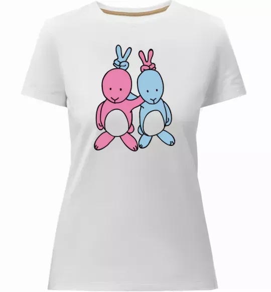 Женская премиум футболка PASTEL RABBITS Белый фото