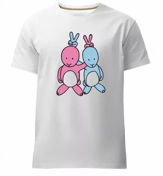 Мужская премиум футболка PASTEL RABBITS Белый фото
