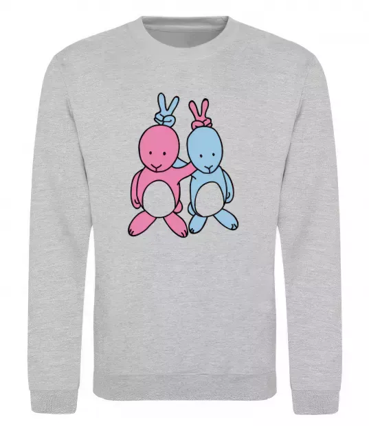 Свитшот PASTEL RABBITS Серый меланж фото