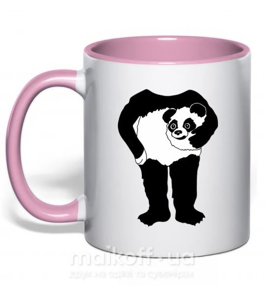Чашка з кольоровою ручкою ПАНДА без головы Ніжно рожевий фото