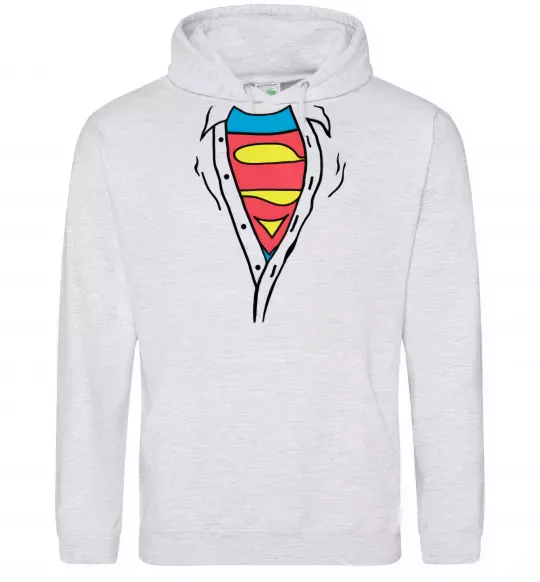 Женская толстовка (худи) Супермен в рубашці Серый меланж фото