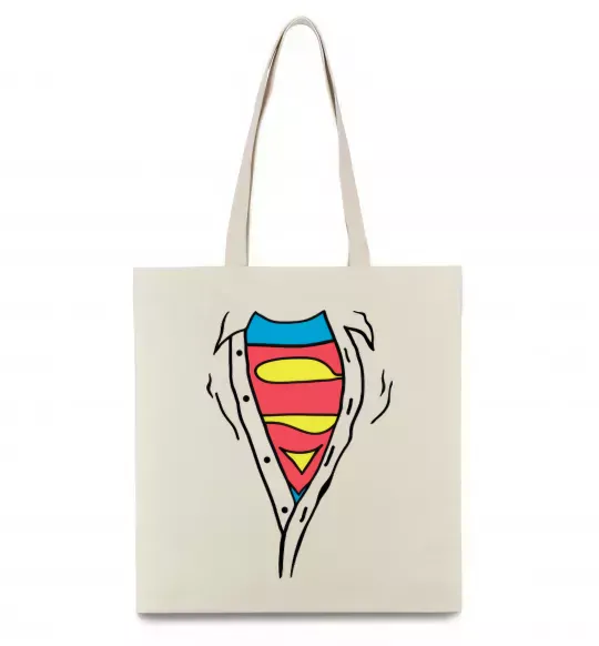 Эко-сумка Супермен в рубашці Бежевый фото