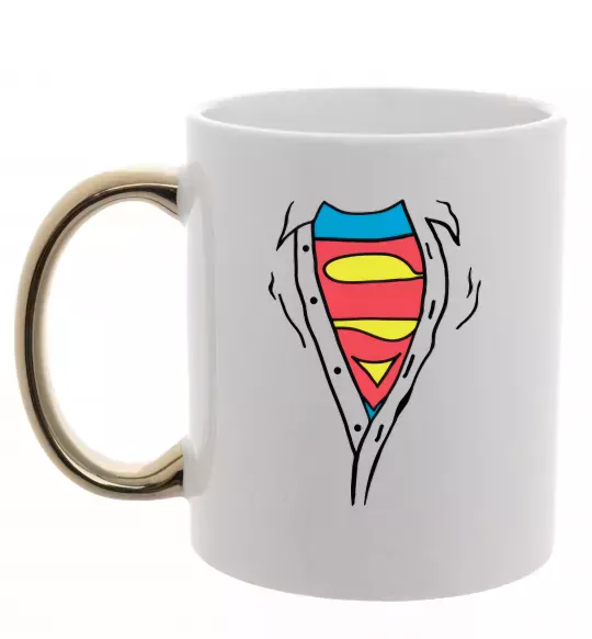 Чашка з кольоровою ручкою Супермен в рубашці Золото фото