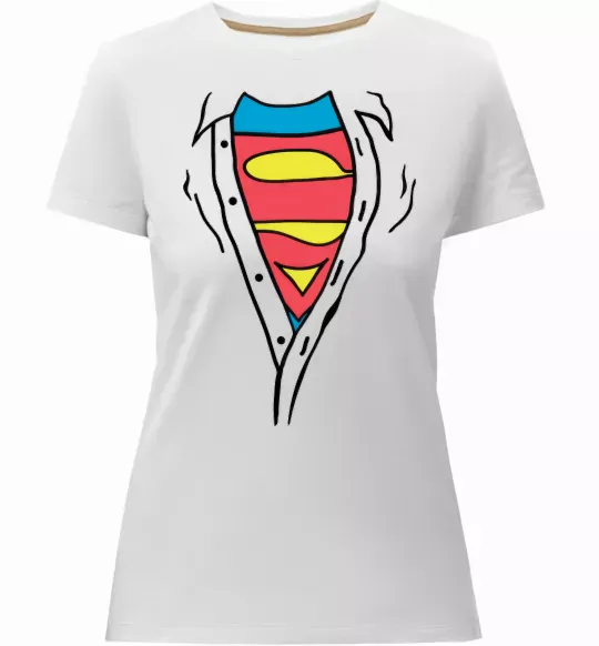 Жіноча преміум футболка Супермен в рубашці Білий фото