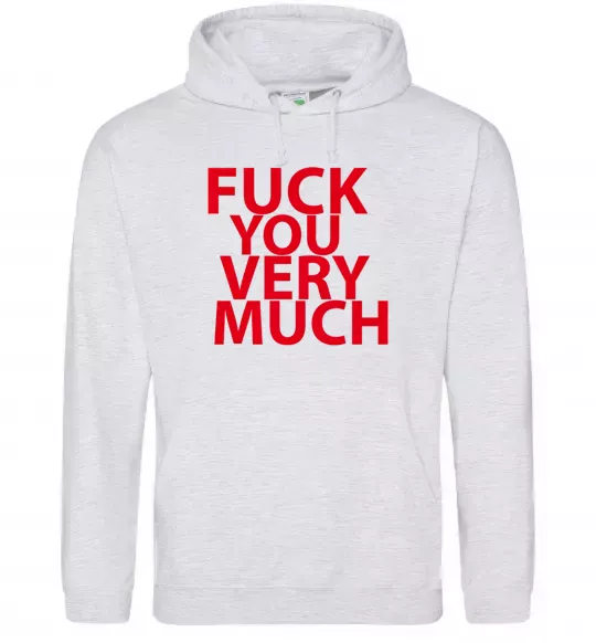 Мужская толстовка (худи) FUCK YOU VERY MUCH Серый меланж фото