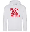 Мужская толстовка (худи) FUCK YOU VERY MUCH Серый меланж фото