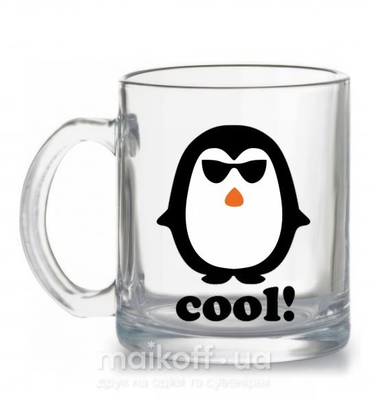 Чашка скляна COOL PENGUIN Прозорий фото