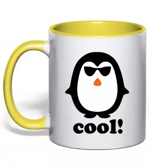 Чашка с цветной ручкой COOL PENGUIN Солнечно желтый фото